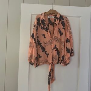 Ava Sky Pink Aloha Shirt Crop Top